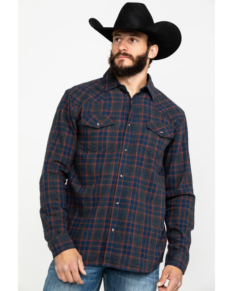 Cody James Men's Mountain Goat Plaid Long Sleeve Western Flannel Shirt , Grey, hi-res