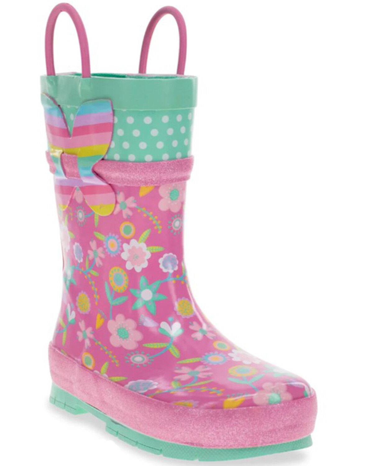 Image #1 - Western Chief Girls' Flutter Rain Boots - Round Toe, Pink, hi-res