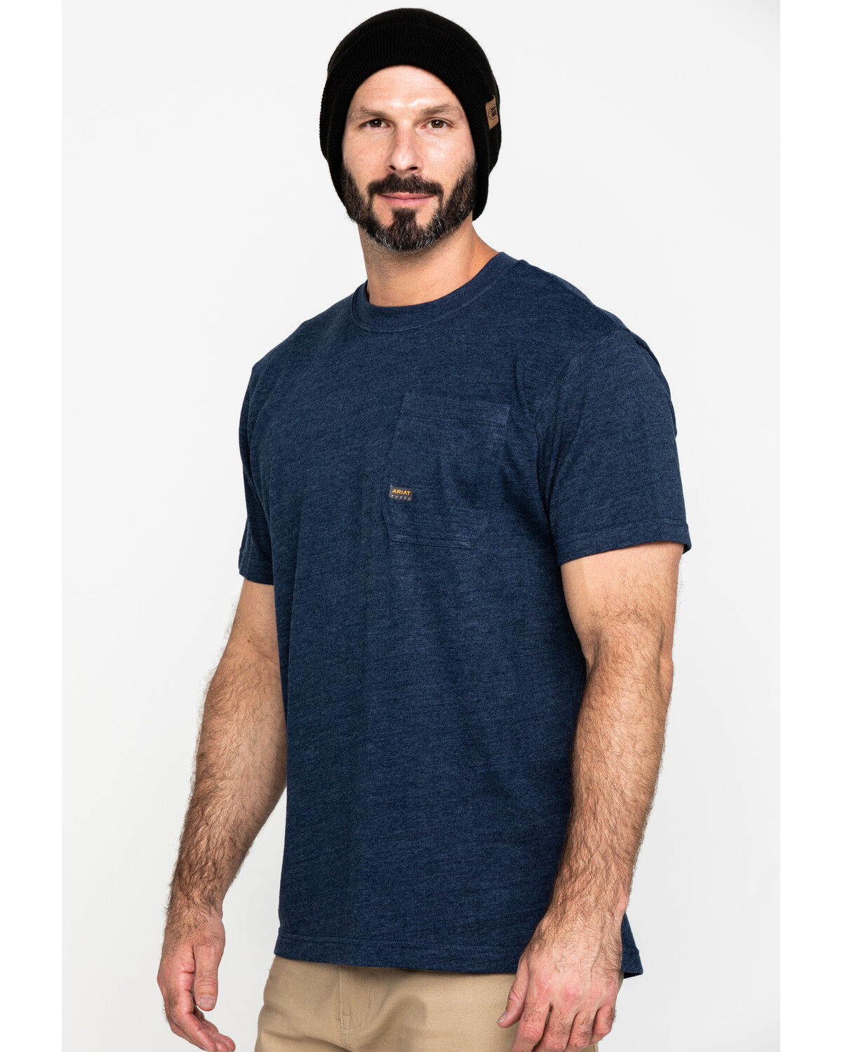 Image #3 - Ariat Men's Rebar Cotton Strong American Grit Work T-Shirt, Navy, hi-res