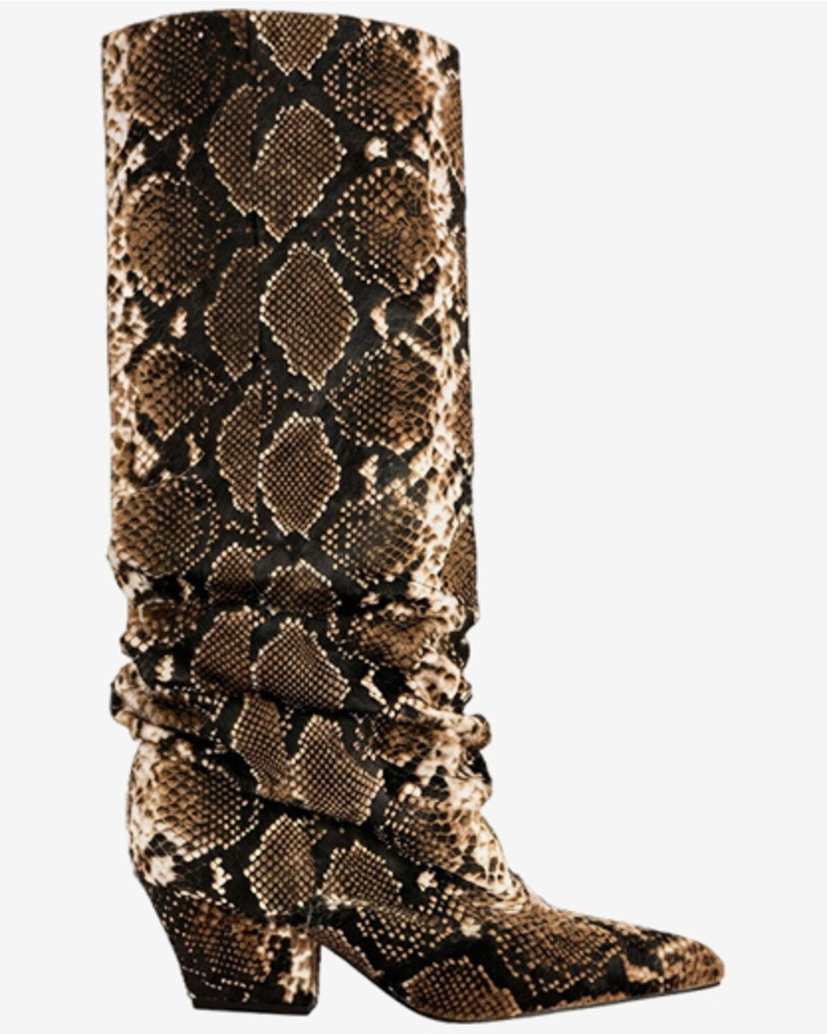 Image #2 - Azalea Wang Women's Francoise Snake Print Booties - Round Toe, Brown, hi-res