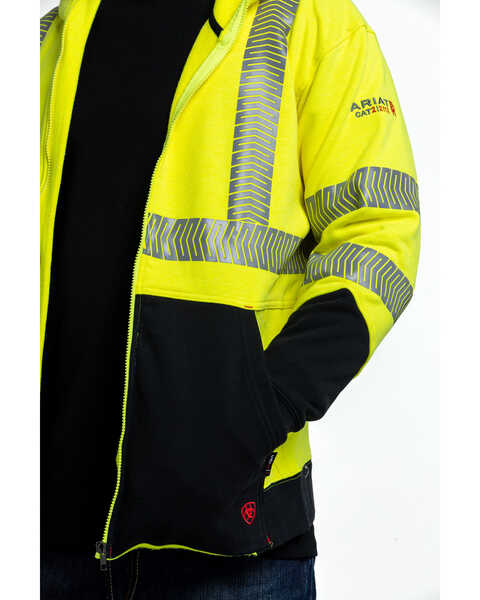 Image #4 - Ariat Men's FR Hi-Vis Full Zip Hooded Work Jacket - Big , Bright Yellow, hi-res