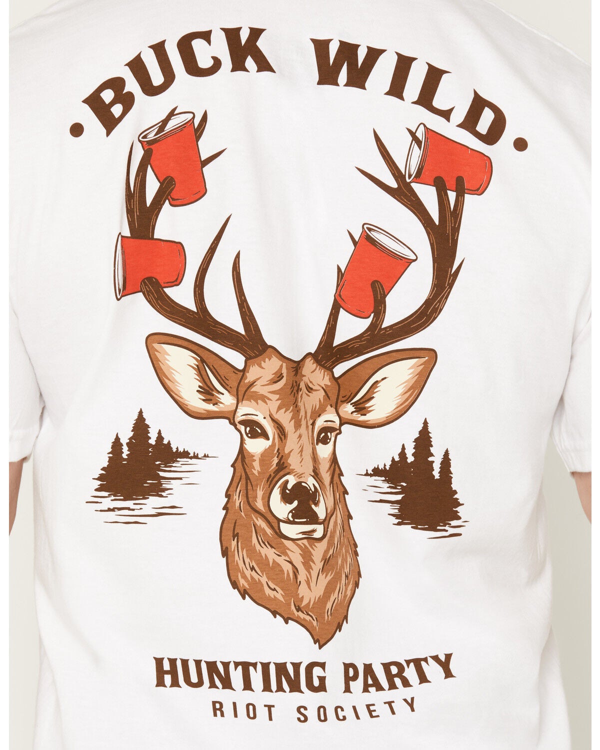 Image #4 - Riot Society Men's Buck Wild Short Sleeve Graphic T-Shirt, White, hi-res