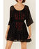 Image #2 - Shyanne Women's Smocked Southwestern Floral Embroidered Mini Dress, Black, hi-res