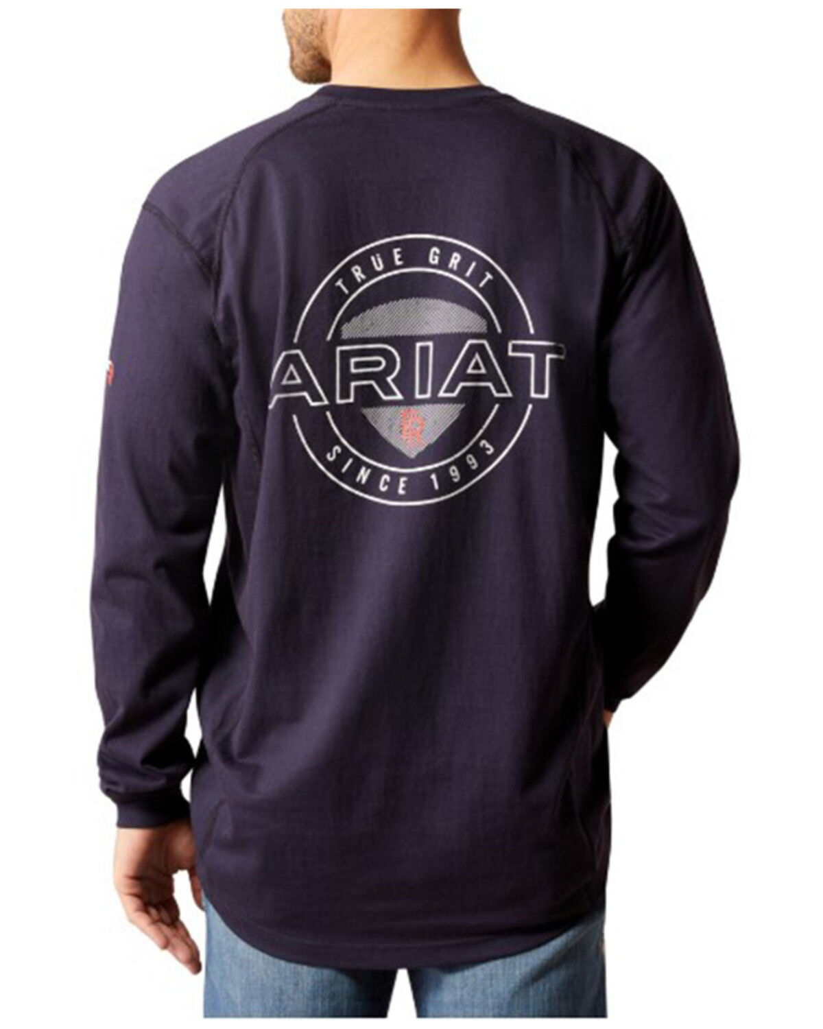 Image #1 - Ariat Men's FR Air True Grit Long Sleeve Work T-Shirt, Navy, hi-res