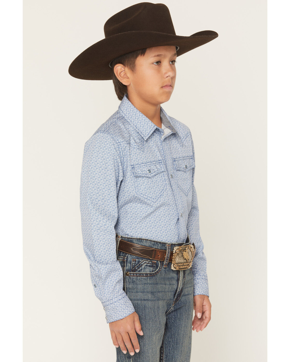 Image #2 - Cody James Boys' Coastal Cowboy Geo Print Long Sleeve Snap Western Shirt, Blue, hi-res