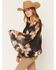 Image #2 - Wild Moss Women's Floral Mesh Poncho Top, Black, hi-res