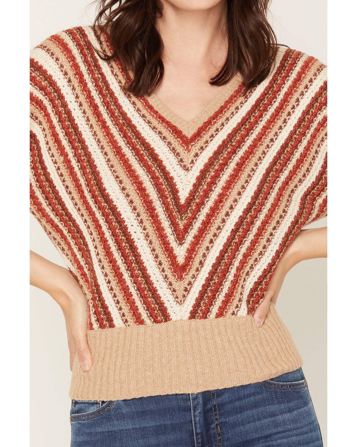 Image #3 - Shyanne Women's Vera Striped Dolman Sweater, Khaki, hi-res