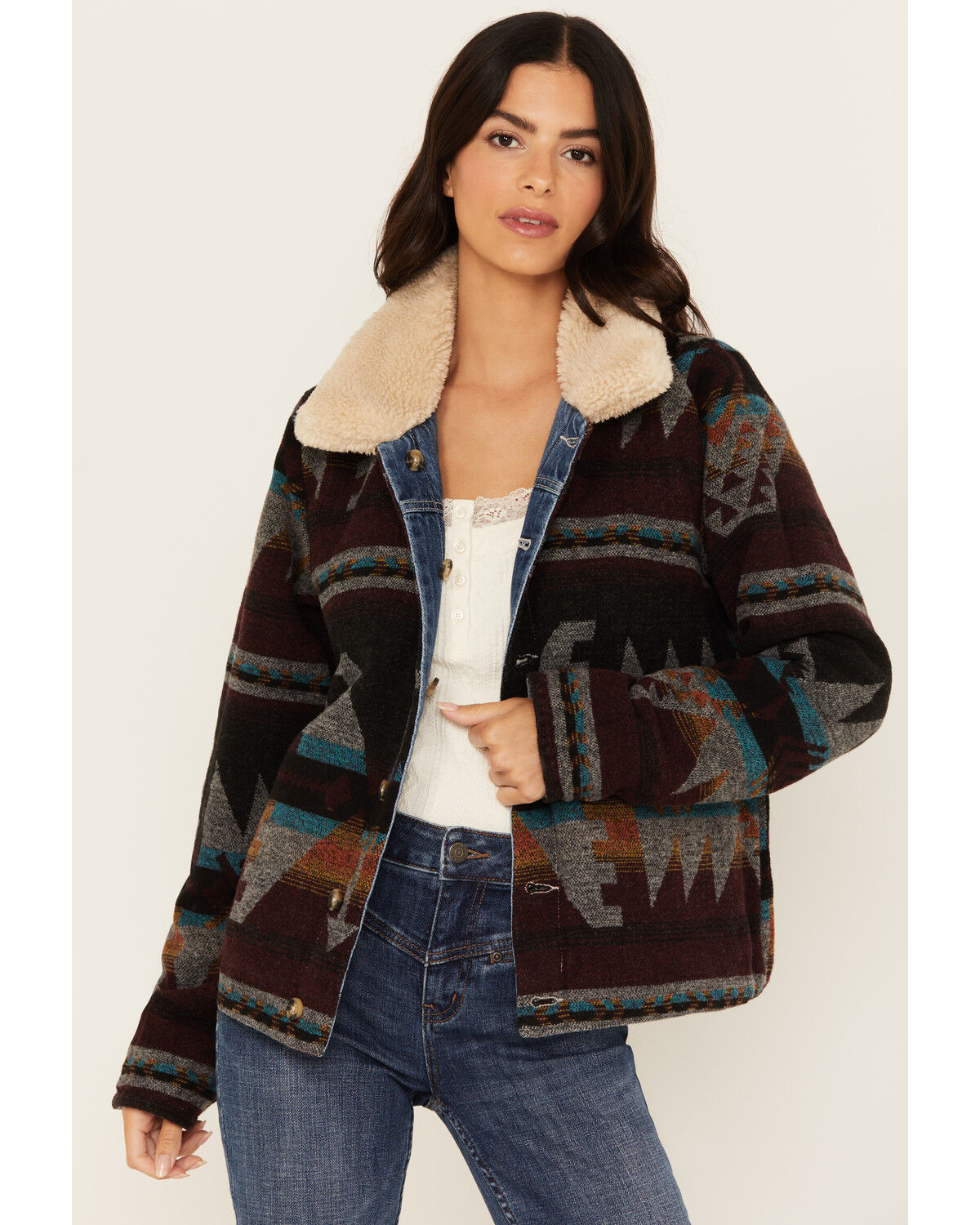 Image #2 - Idyllwind Women's Alcott Reversible Denim / Blanket Jacket, Medium Wash, hi-res