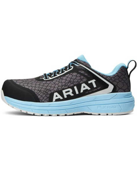 Image #2 - Ariat Women's Outpace Mesh Snake Print Work Sneakers - Composite Toe, Grey, hi-res