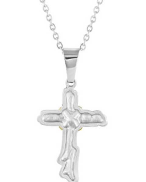 Montana Silversmiths Men's Rugged Faith Cross Necklace , Silver, hi-res