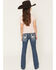 Image #1 - Grace in LA Girls' Dark Wash Floral Horseshoe Pocket Bootcut Stretch Denim Jeans, Dark Wash, hi-res