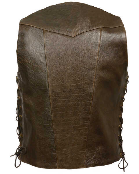 Image #2 - Milwaukee Leather Men's Retro 10 Pocket Side Lace Vest - XXBig, Brown, hi-res