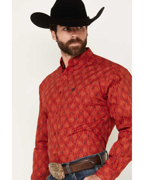Image #2 - Ariat Men's Parsons Southwestern Print Long Sleeve Button-Down Western Shirt - Tall , Red, hi-res