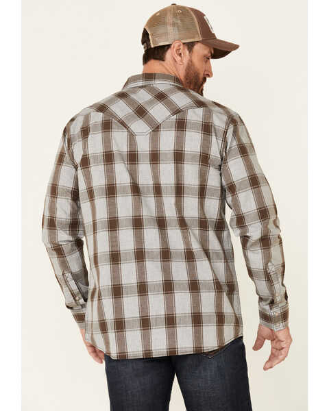 Image #4 - Moonshine Spirit Men's Chainlink Fence Large Plaid Long Sleeve Snap Western Shirt , Medium Grey, hi-res