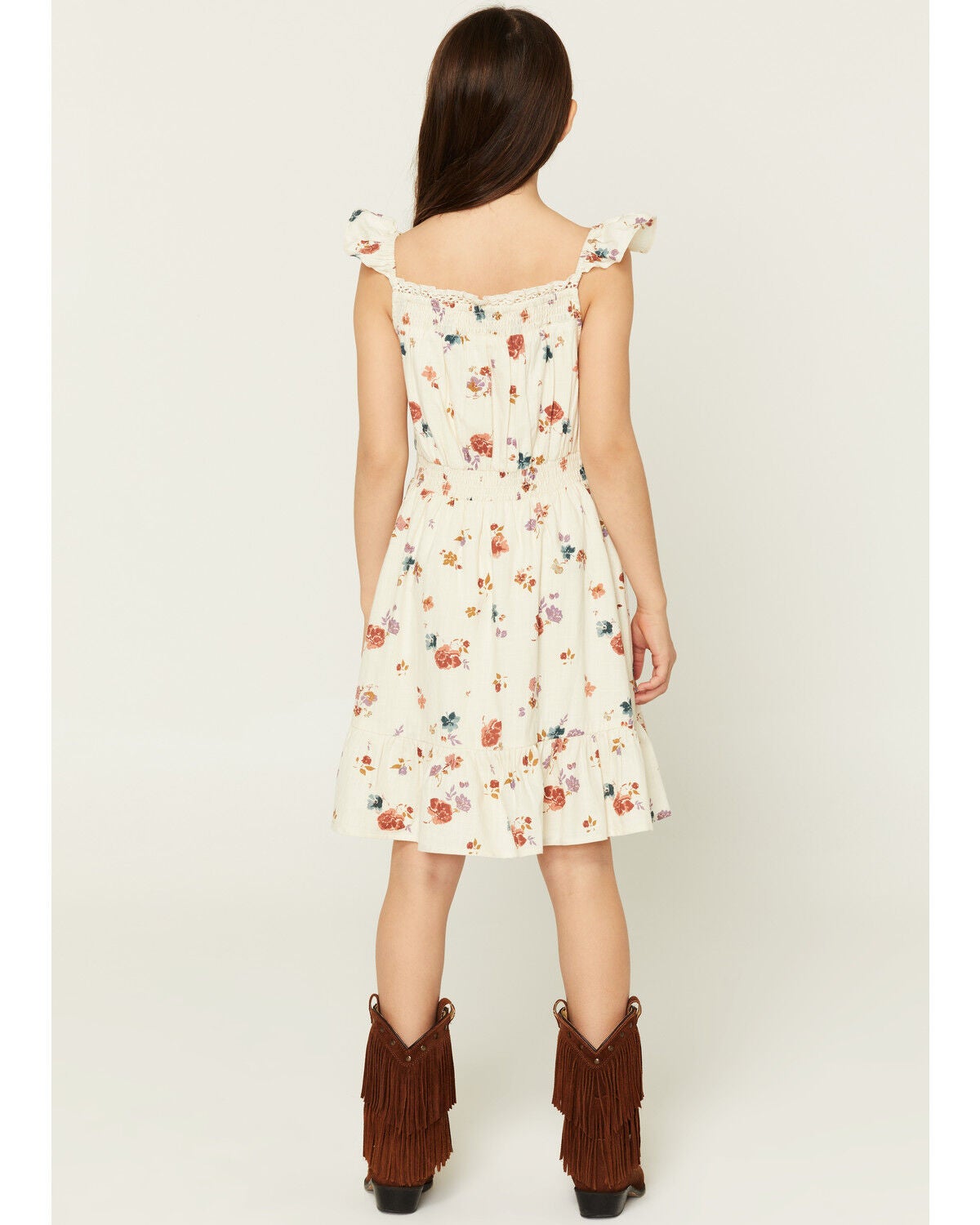 Image #4 - Shyanne Girls' Floral Print Sleeveless Dress, Oatmeal, hi-res