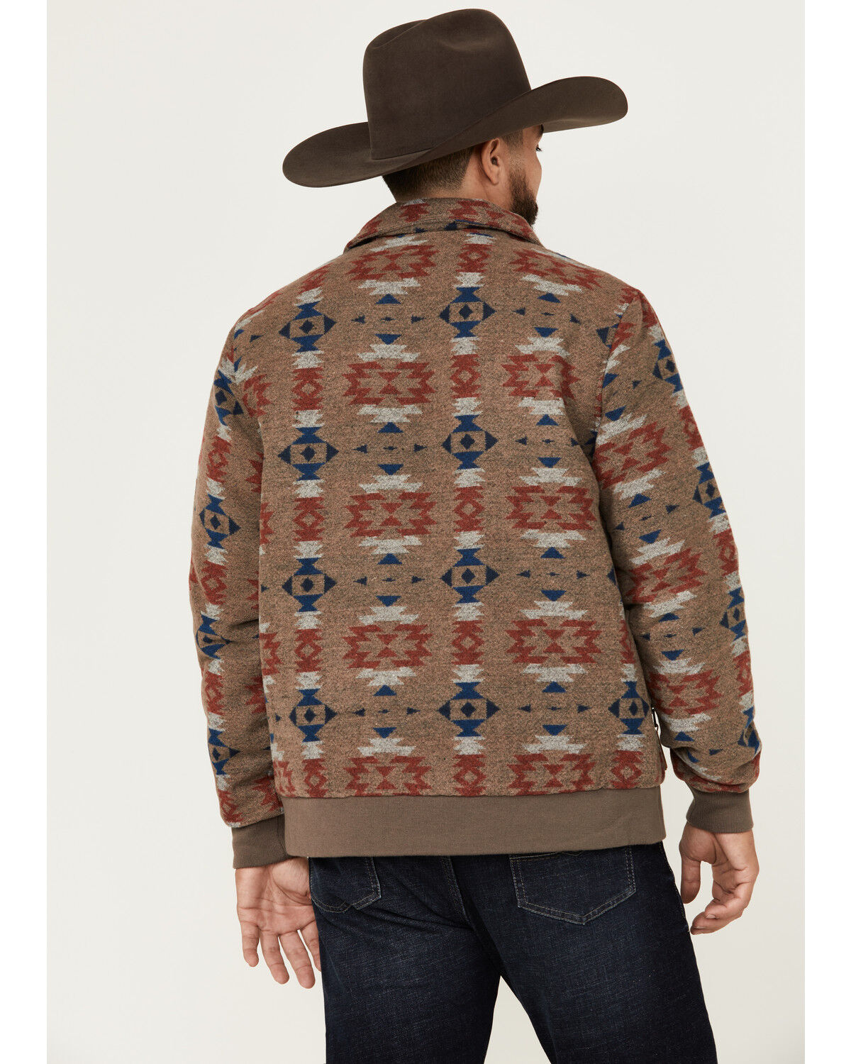 Image #4 - Hooey Men's Southwestern Print Bomber Jacket, Red, hi-res