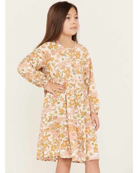 Image #1 - Hayden LA Girls' Floral Mini Dress , Mustard, hi-res