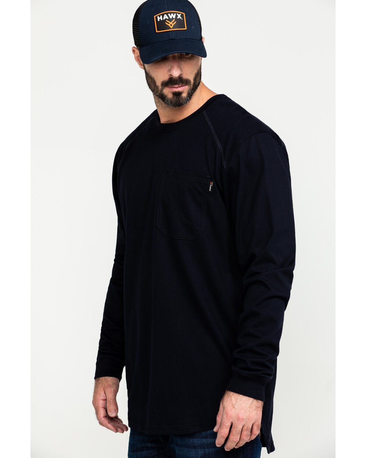 Image #3 - Hawx Men's FR Pocket Long Sleeve Work T-Shirt - Big, Navy, hi-res