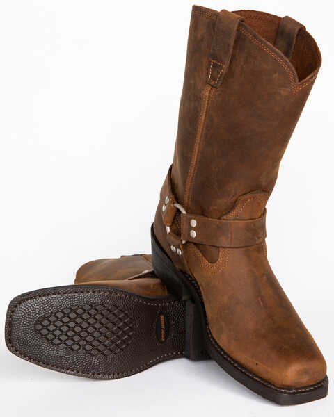 Image #4 - Brothers and Sons Men's Pull On Motorcycle Boots - Square Toe, Brown, hi-res