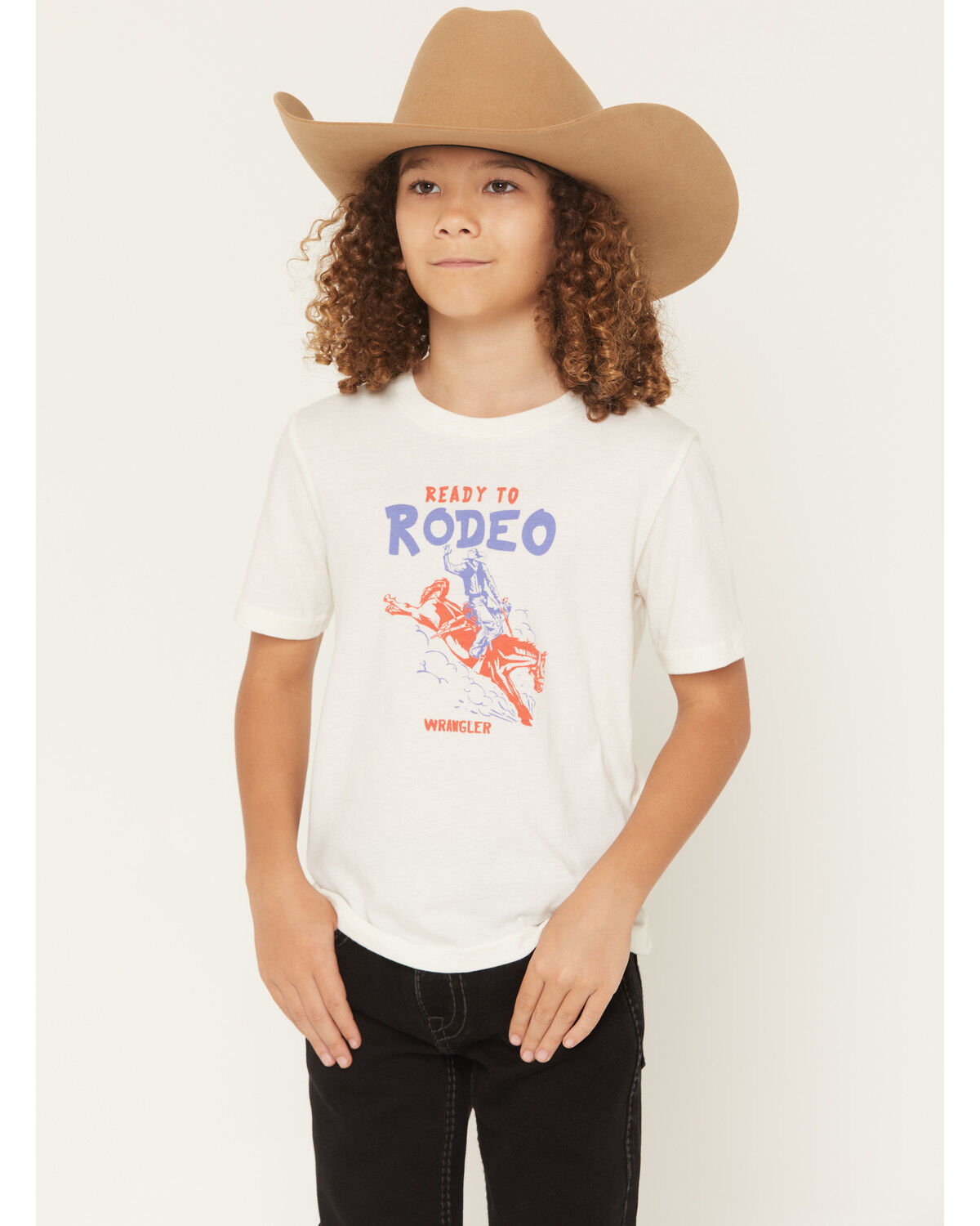 Image #1 - Wrangler Boys' Ready To Rodeo Short Sleeve Graphic T-Shirt, Cream, hi-res