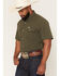 Image #2 - Ferrell Men's Tek Solid Short Sleeve Pearl Snap Stretch Performance Western Shirt, Olive, hi-res
