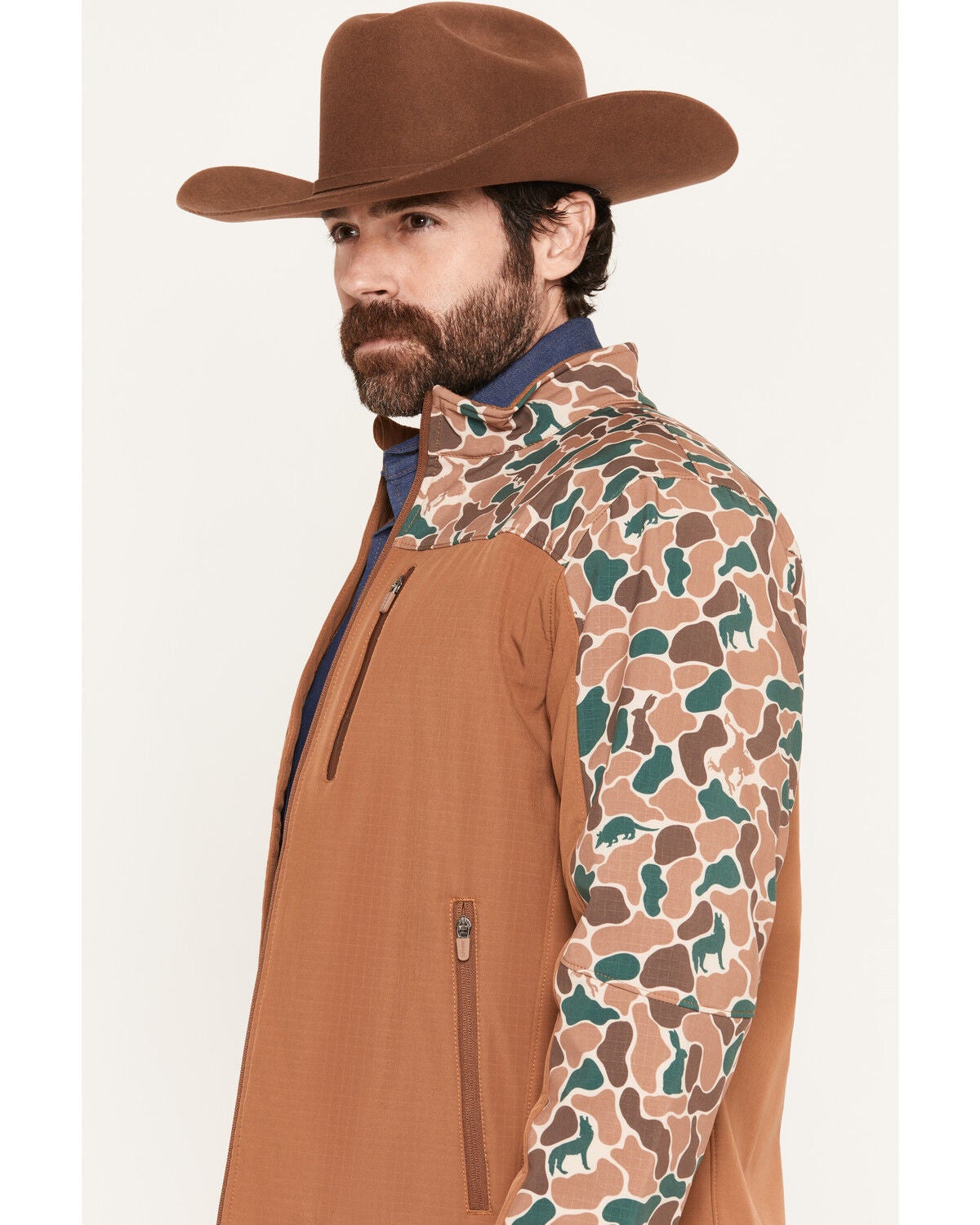 Image #2 - Hooey Men's Jackson Camo Color Block Softshell Jacket, Camel, hi-res