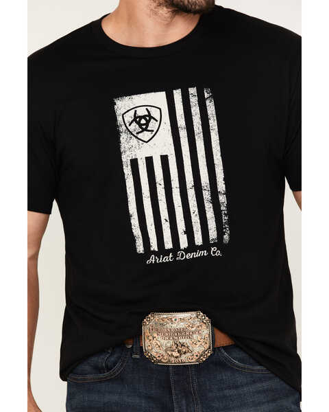 Ariat Men's Faded Flag Graphic T-Shirt, Black, hi-res