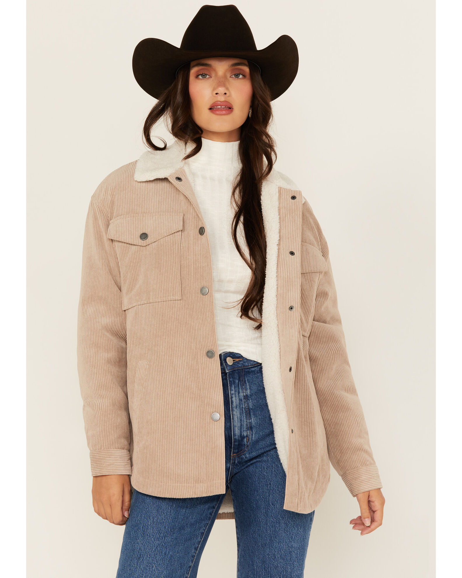 Tan corduroy sherpa jacket women's shop