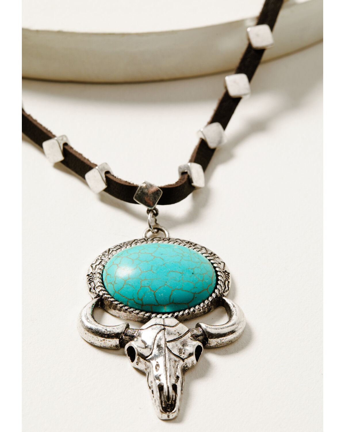 Image #2 - Idyllwind Women's Lavergne Turquoise Stone Bull Head Necklace, Silver, hi-res