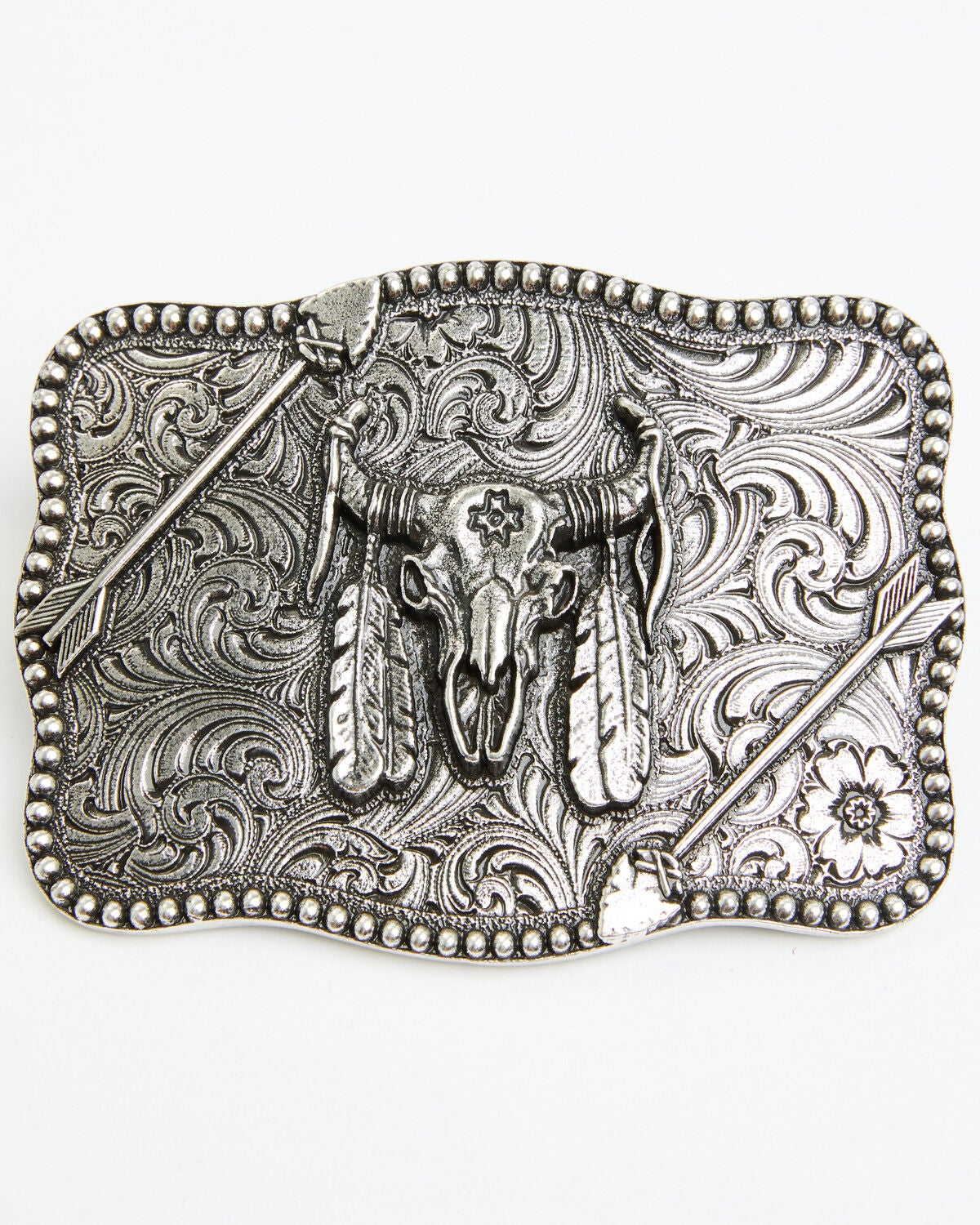 Cody James Buffalo Skull Belt Buckle, Silver, hi-res