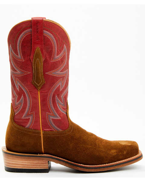 Image #2 - RANK 45® Men's Archer Roughout Western Boots - Square Toe, Red, hi-res