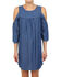 Image #1 - Glam Women's Tencel Cold Shoulder Dress , Indigo, hi-res