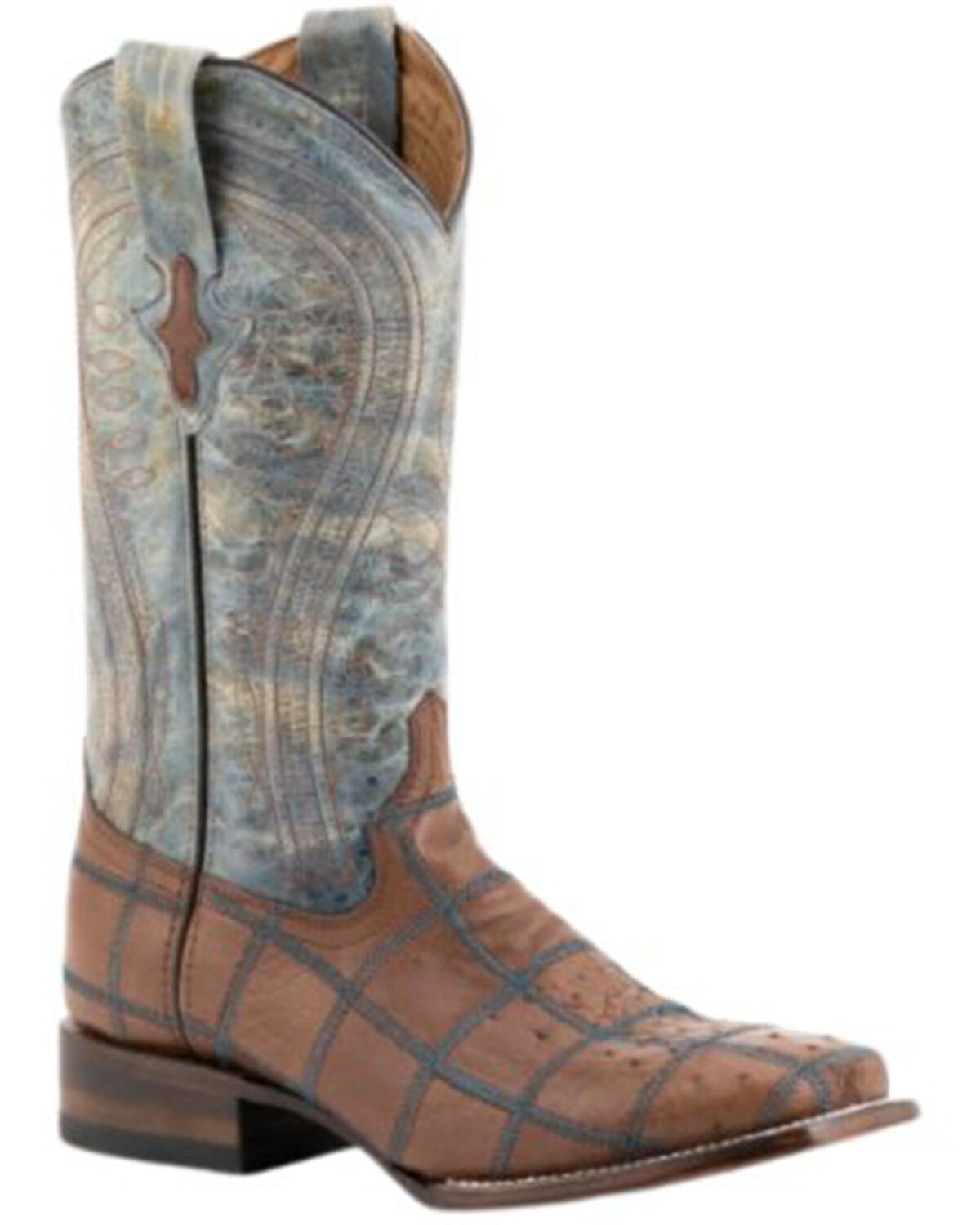 Image #1 - Ferrini Men's Ostrich Patchwork Exotic Western Boots - Broad Square Toe, Kango, hi-res