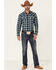 Cody James Men's Eclipse Large Plaid Long Sleeve Snap Western Flannel Shirt , Navy, hi-res