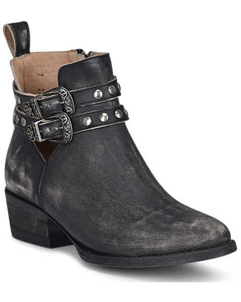 Corral Women's Studded Harness Booties - Round Toe, Black, hi-res