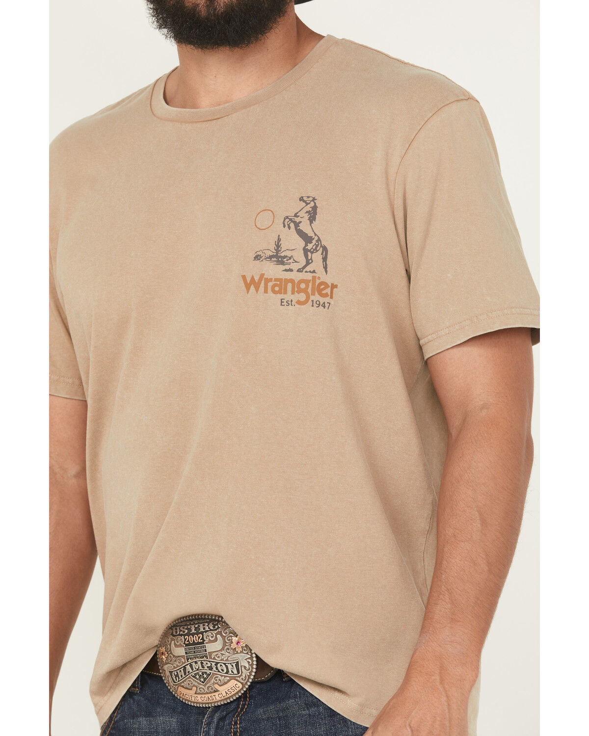 Image #4 - Wrangler Men's Long Live Cowboys Short Sleeve Graphic T-Shirt, Sand, hi-res