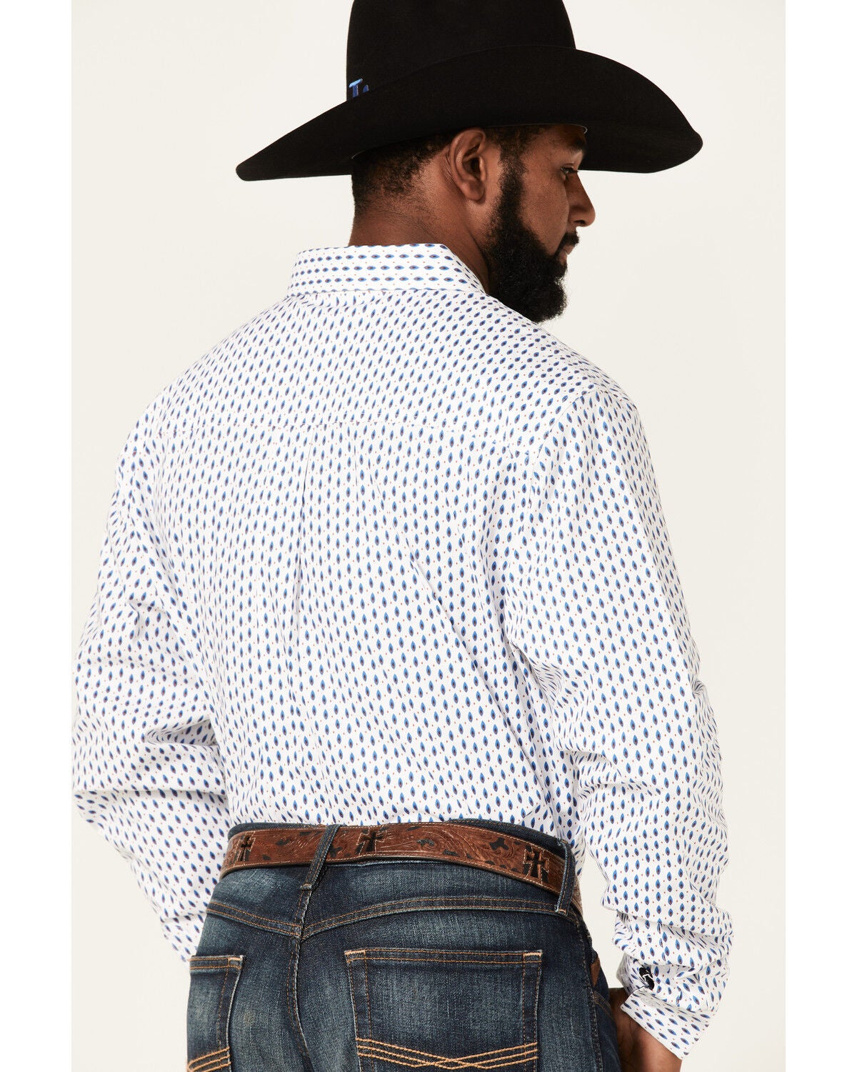 Image #4 - RANK 45&reg; Men's Trained Geo Print Long Sleeve Button-Down Western Shirt, White, hi-res