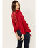 Image #4 - Band of the Free Women's Nahara Long Sleeve Self Tie Top , Red, hi-res
