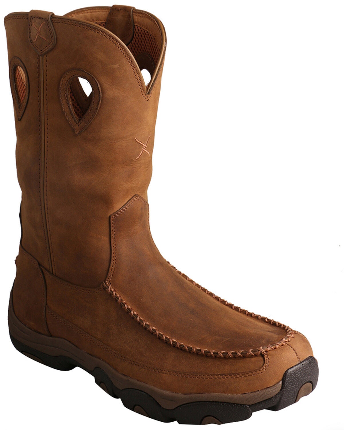 Twisted X Men's 11" Pull On Waterproof Moc Work Boots - Soft Toe, Brown, hi-res