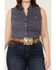 Image #3 - Roper Women's Amarillo Poplin Sleeveless Snap Western Shirt - Plus, Navy, hi-res