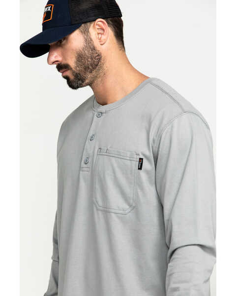 Image #5 - Hawx Men's FR Long Sleeve Pocket Henley Work Shirt , Medium Grey, hi-res