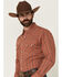 Image #2 - Cinch Men's Floral Striped Print Modern Fit Long Sleeve Snap Western Shirt, Orange, hi-res