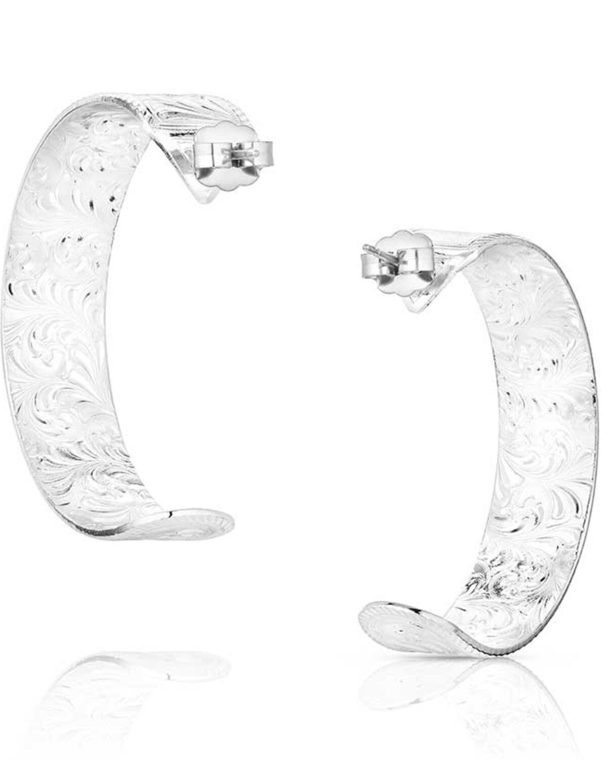 Image #2 - Montana Silversmiths Women's Out West Hoop Earrings, Silver, hi-res