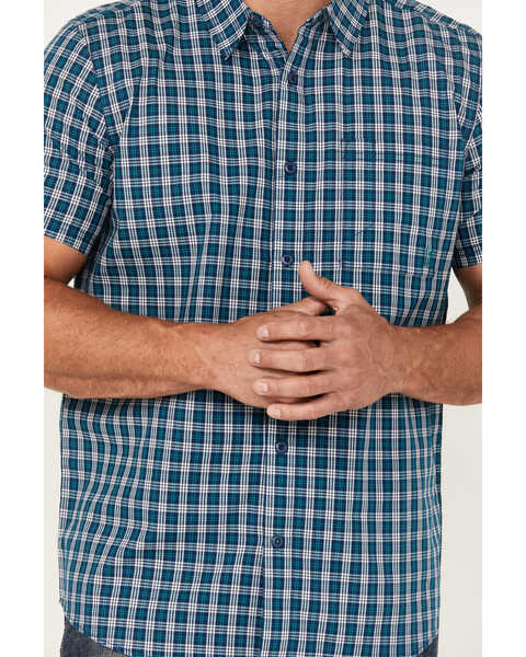 Image #3 - Brothers and Sons Men's Rockport Plaid Short Sleeve Button Down Western Shirt, Dark Blue, hi-res