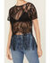 Image #3 - Idyllwind Women's Lace Fringe Short Sleeve Shirt, Black, hi-res