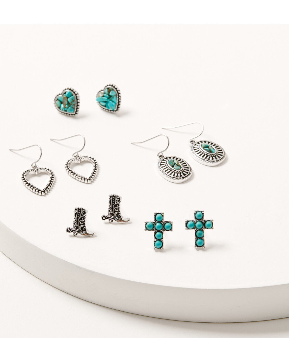 Image #1 - Shyanne Women's Heart And Cross Earring Set - 5 Piece, Silver, hi-res