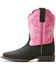 Image #2 - Ariat Girls' Outrider Floral Embossed Western Boots - Broad Square Toe, Black, hi-res