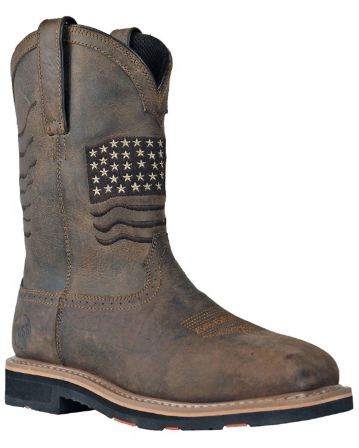 Hoss Men's Rushmore Wellington Western Work Boots - Broad Square Toe, Brown, hi-res