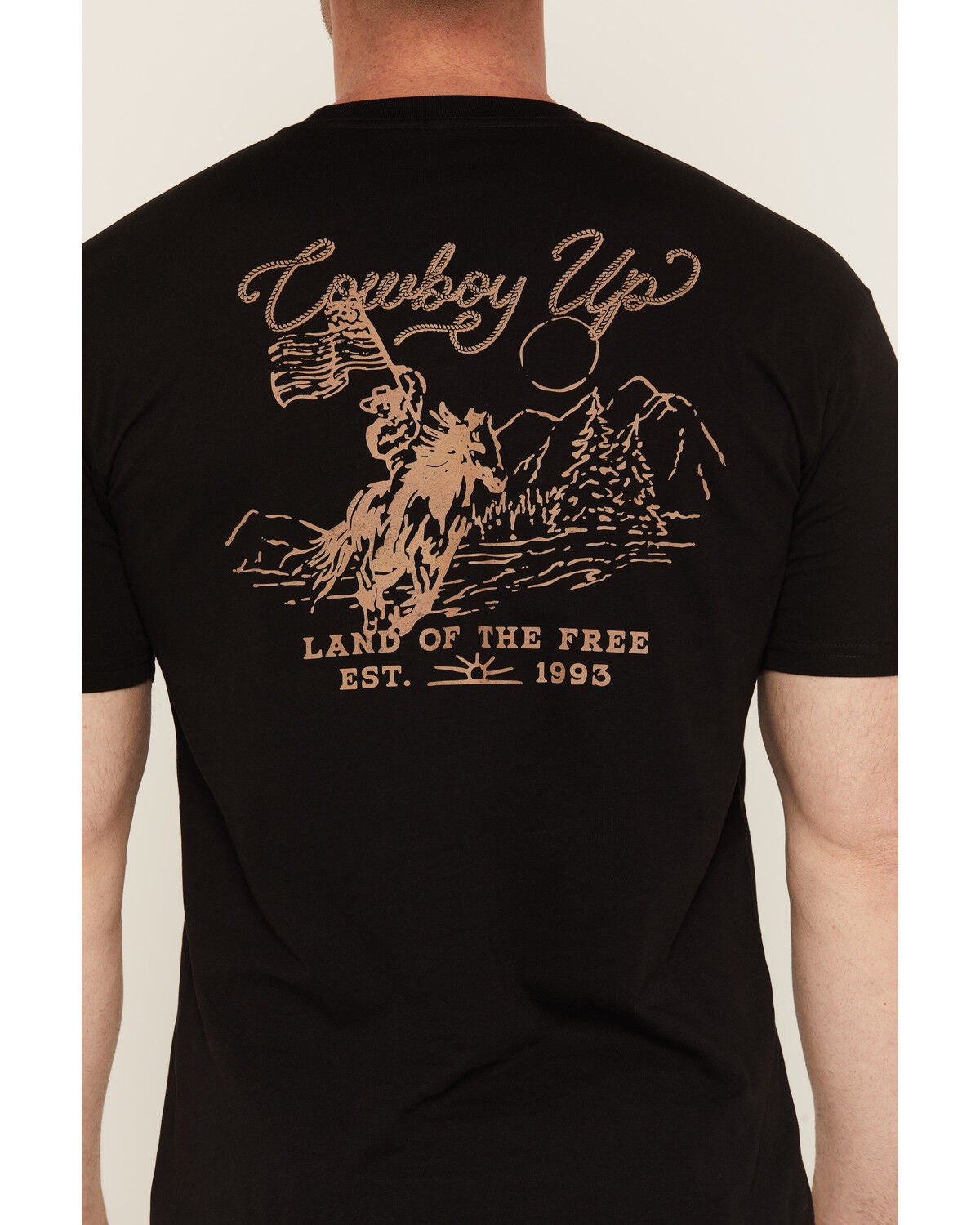 Image #4 - Cowboy Up Men's Sundown Logo Short Sleeve Graphic T-Shirt, Black, hi-res