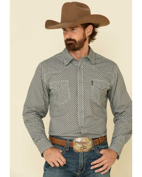 Cinch Men's Modern Fit Multi Small Geo Print Snap Long Sleeve Western Shirt , Multi, hi-res